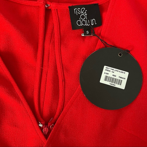 Rise of Dawn V-Neck Long sleeve Red Dress size XS and Small NWT - Picture 3 of 7